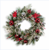 WREATH FROSTED WITH SILVER GLITTER